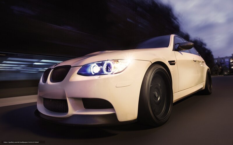 White BMW M3 Car — Dramatic, Night, Photograph