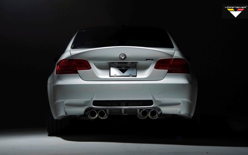 White BMW M3 Car — Dramatic, Photograph, Exhaust Pipes