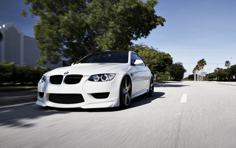 White BMW M3 Car — Dynamic, Afternoon, Photograph, Road