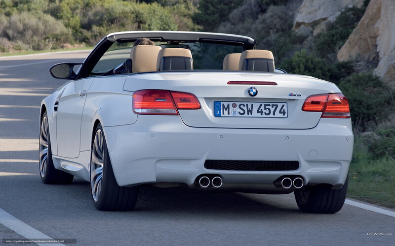 White BMW M3 convertible on road