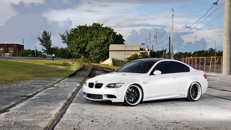 White BMW M3 Coupe — Dramatic, Afternoon, Photograph, Train Tracks