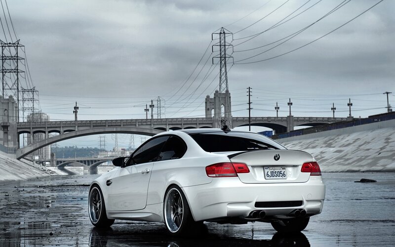 White Bmw M3 Coupe — Dramatic, Photograph, Bridge