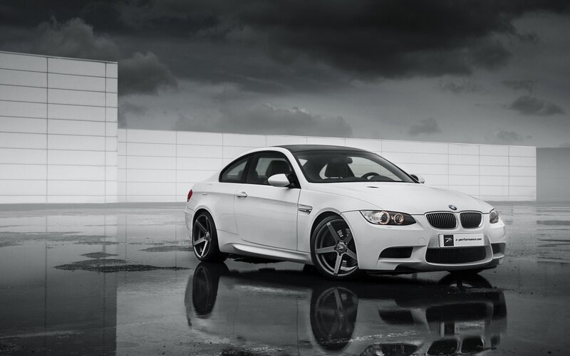 White BMW M3 Coupe — Dramatic, Photograph, Car, Wet Pavement