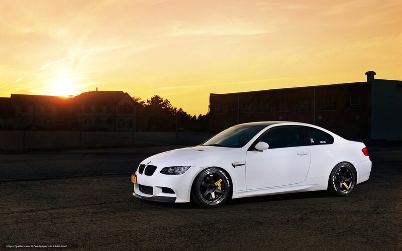 White BMW M3 Coupe — Dramatic, Sunset, Photograph, Car, Building