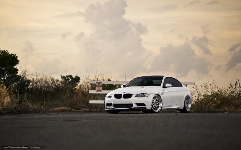White BMW M3 Coupe — Dramatic, Sunset, Photograph, Car, Road