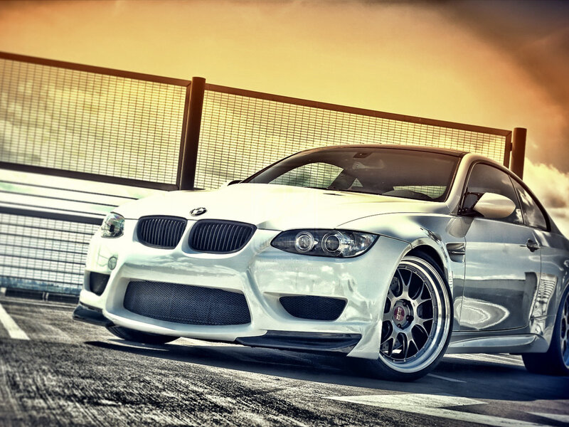 White Bmw M3 Coupe — Dramatic, Sunset, Photograph, Car