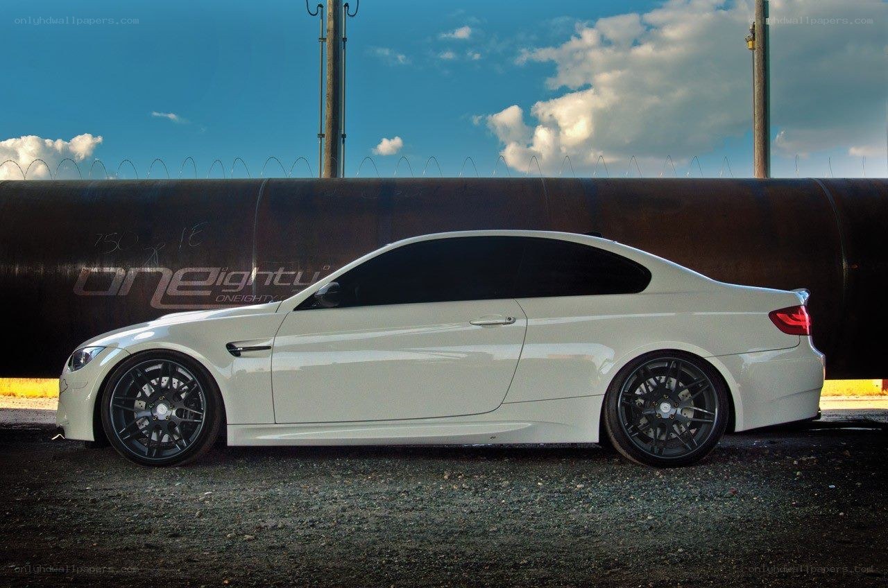 White BMW M3 coupe parked