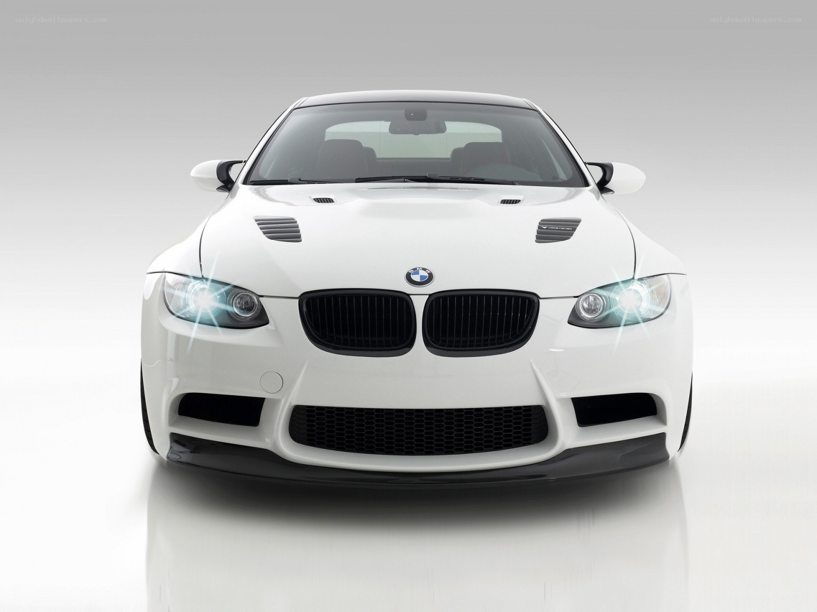 white bmw m3 front view