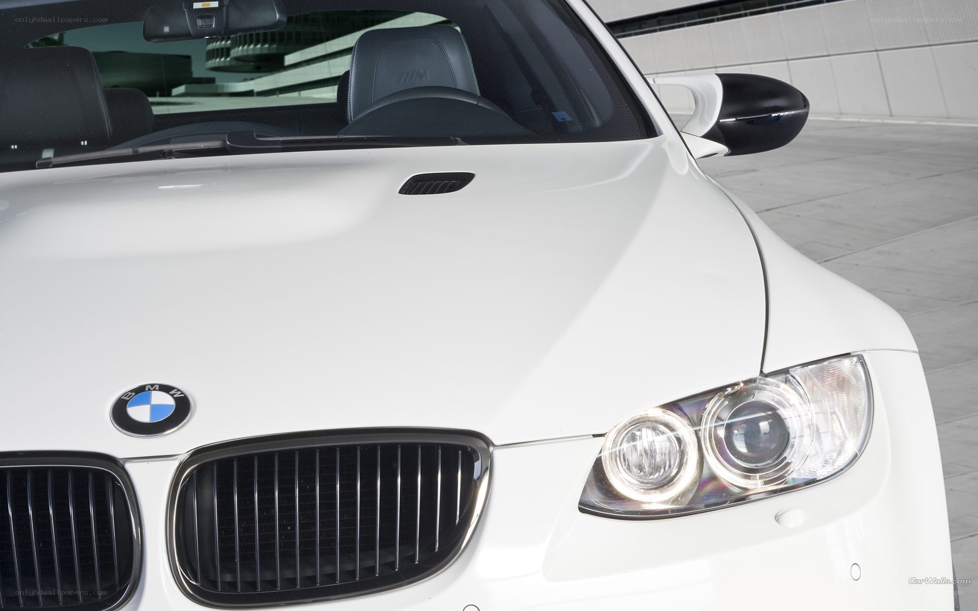 white bmw m3 front view