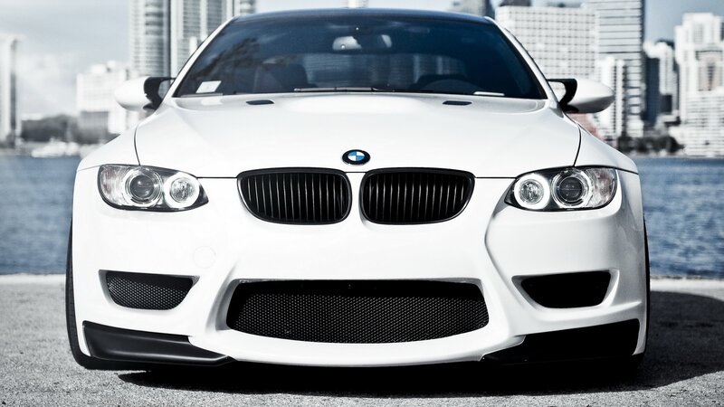 white bmw m3 front view