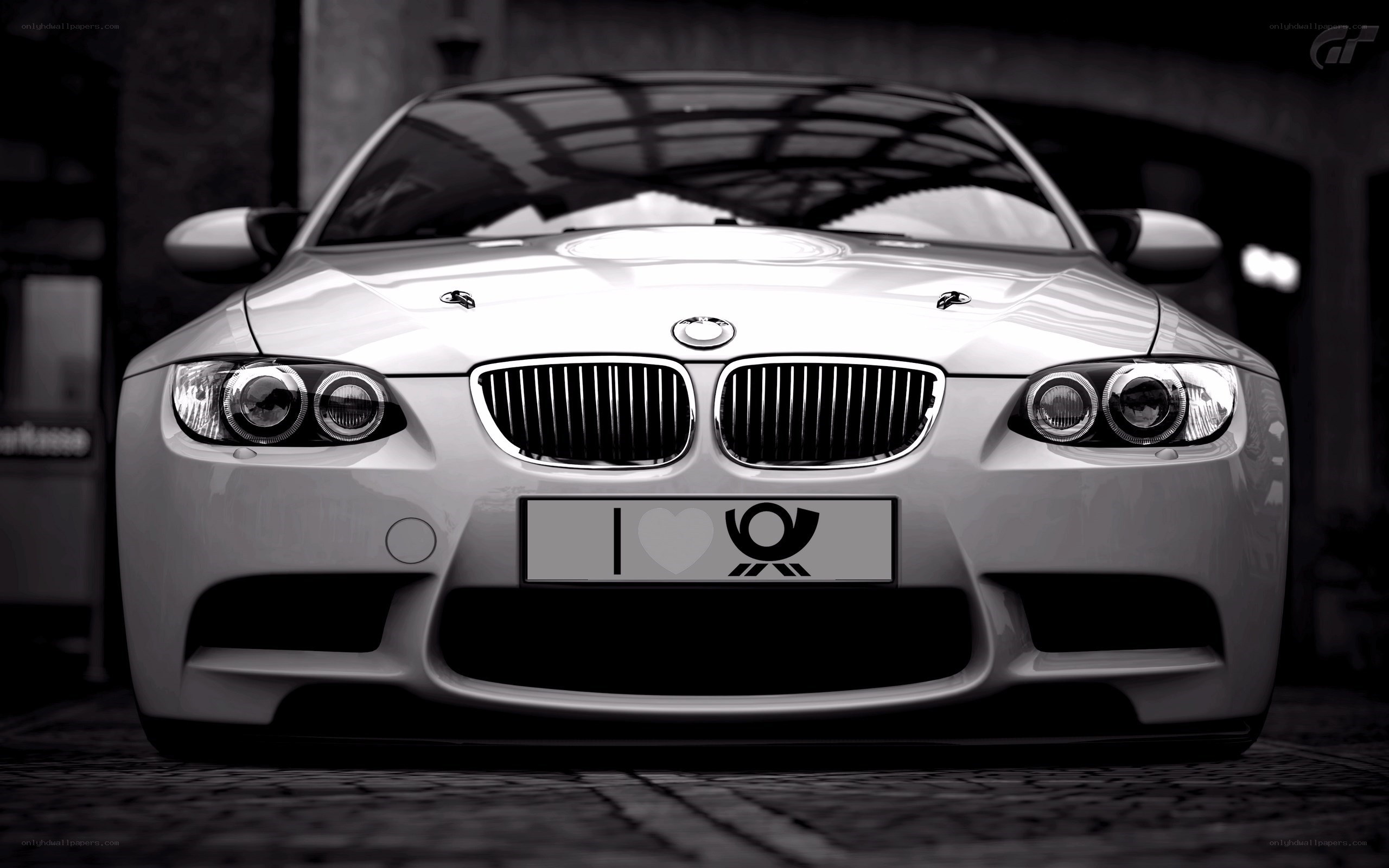white bmw m3 front view