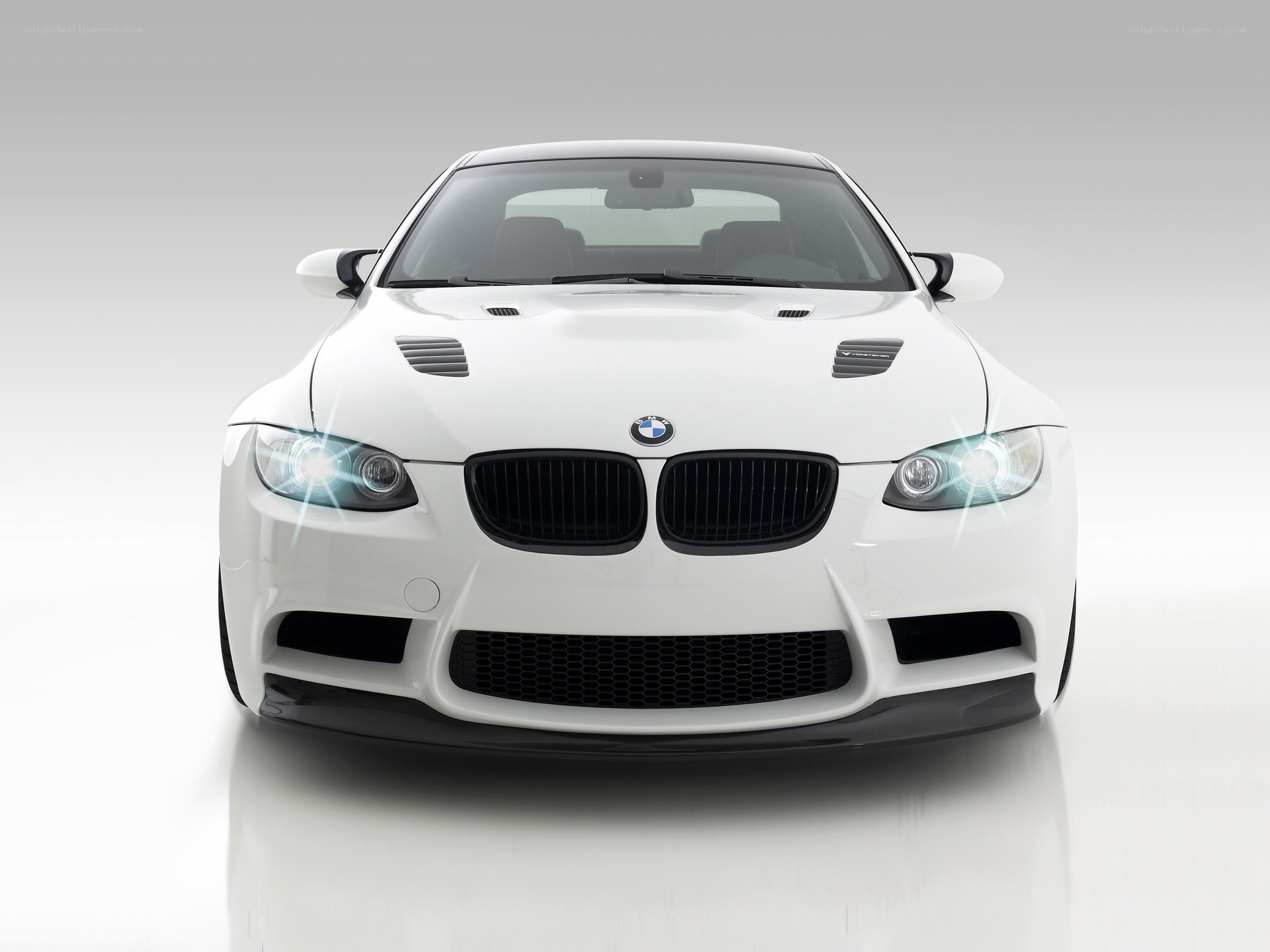 white bmw m3 front view