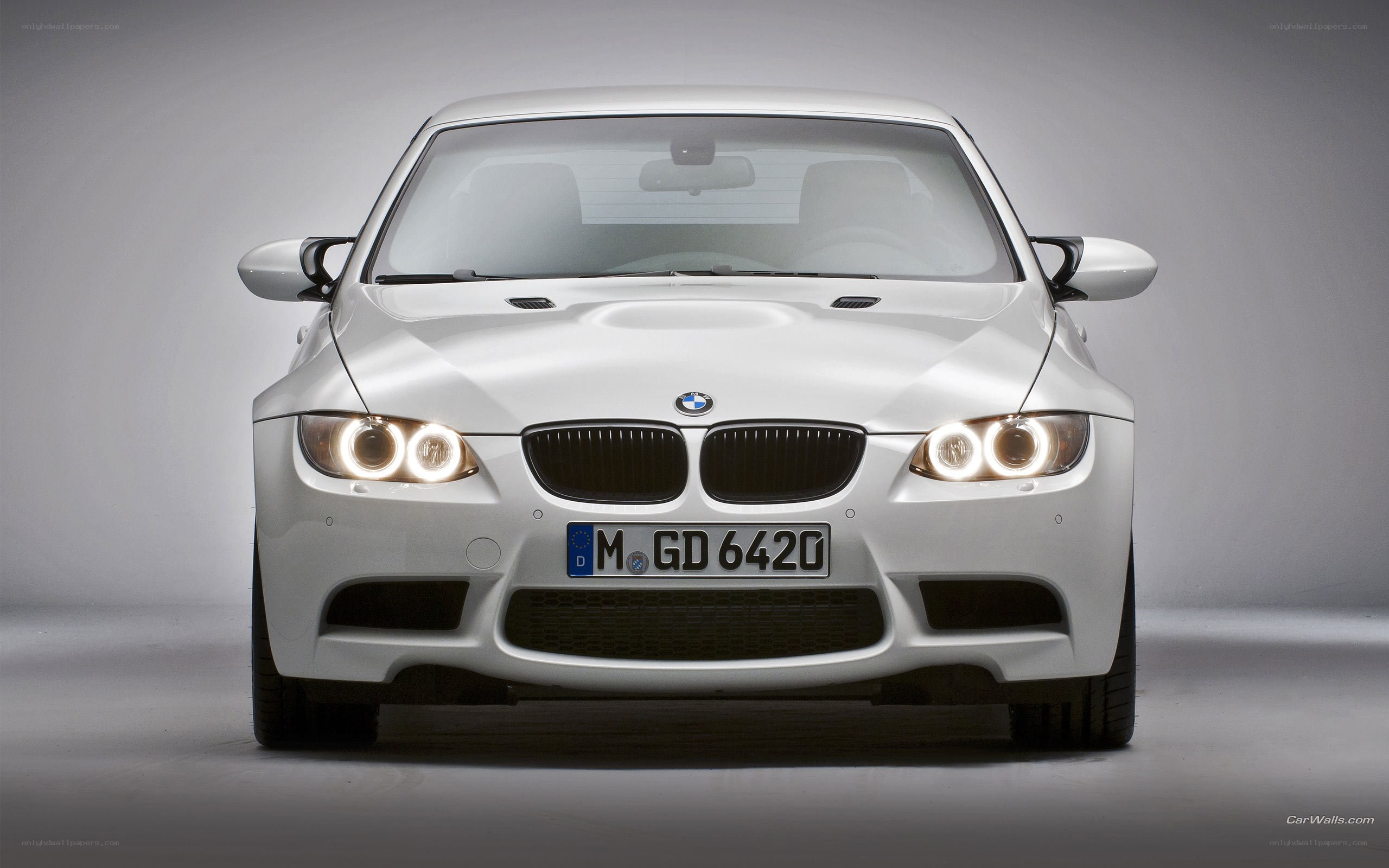 white bmw m3 front view