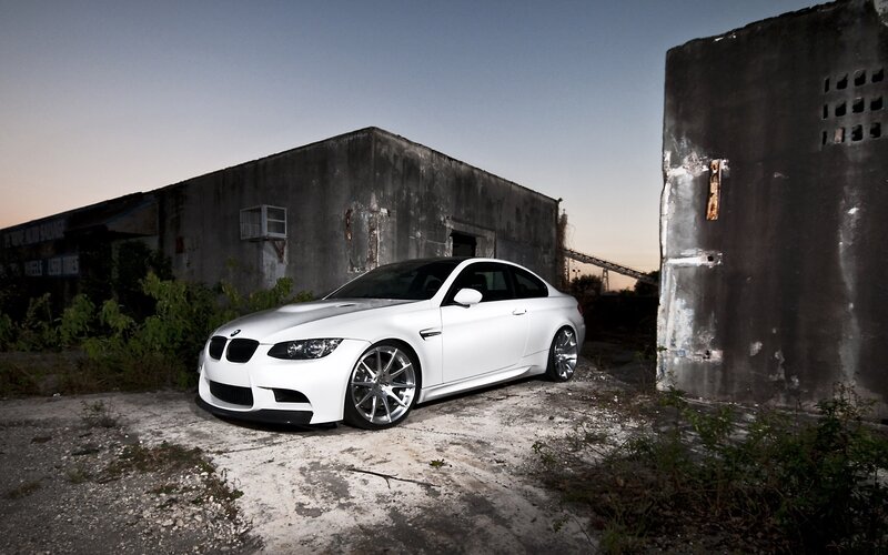white bmw m3 in abandoned lot