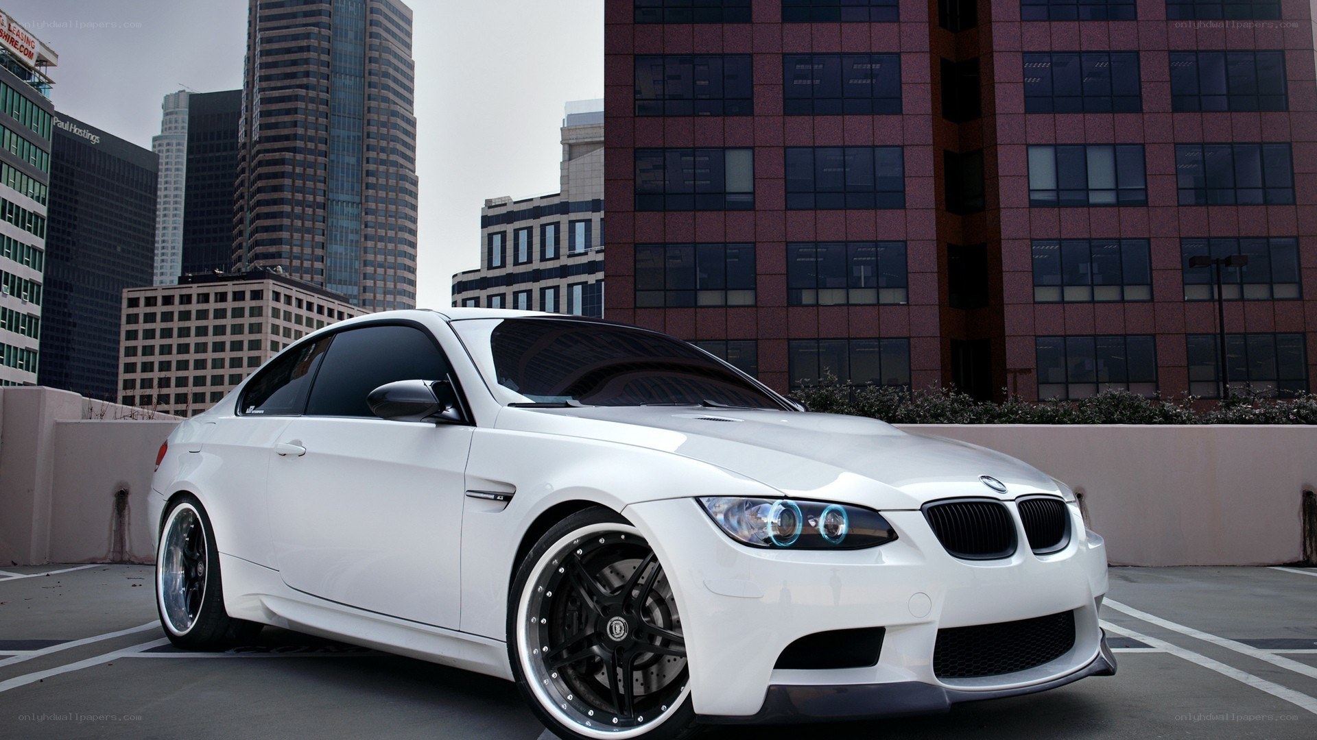 white bmw m3 in city