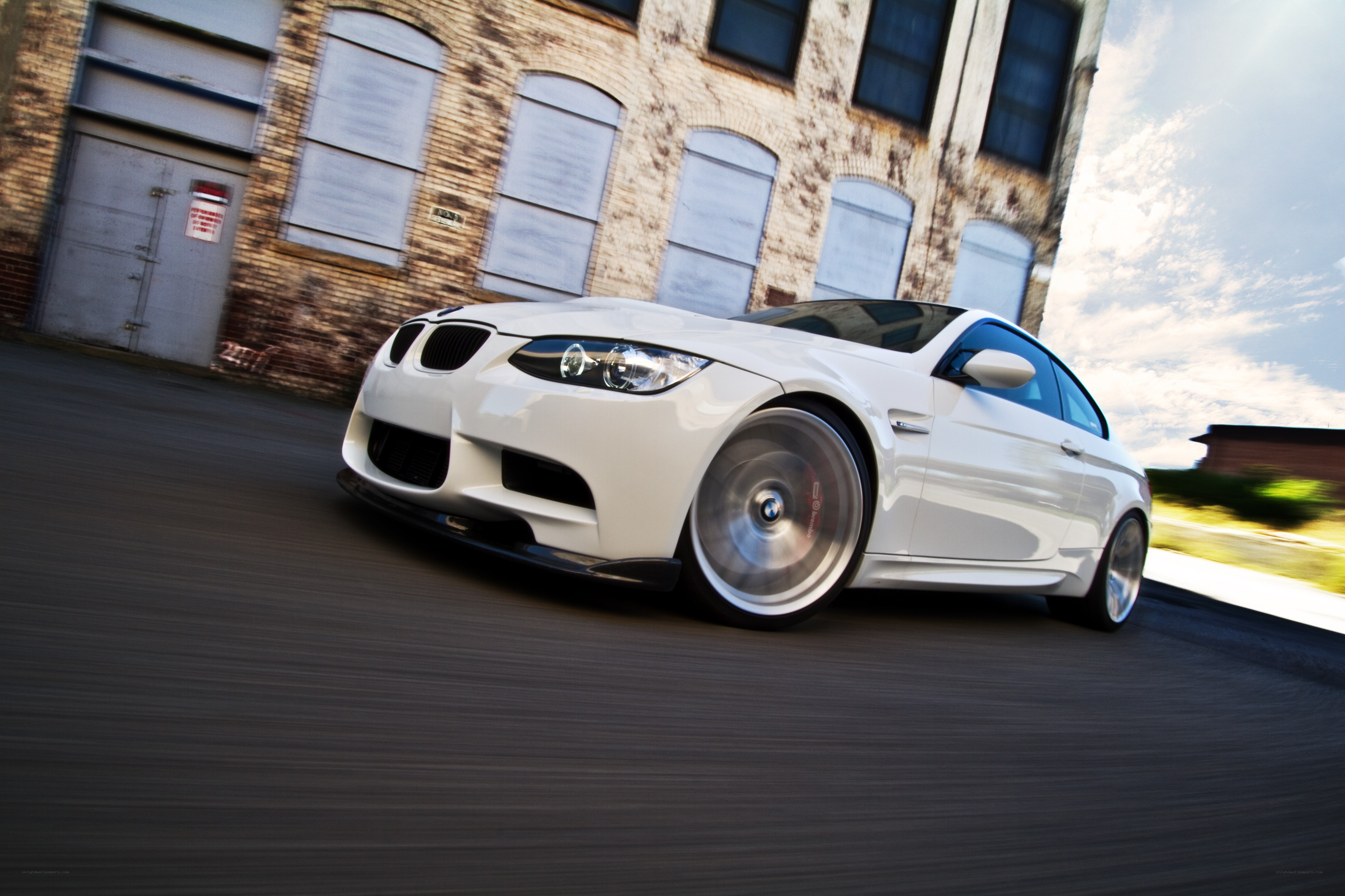 white bmw m3 in motion