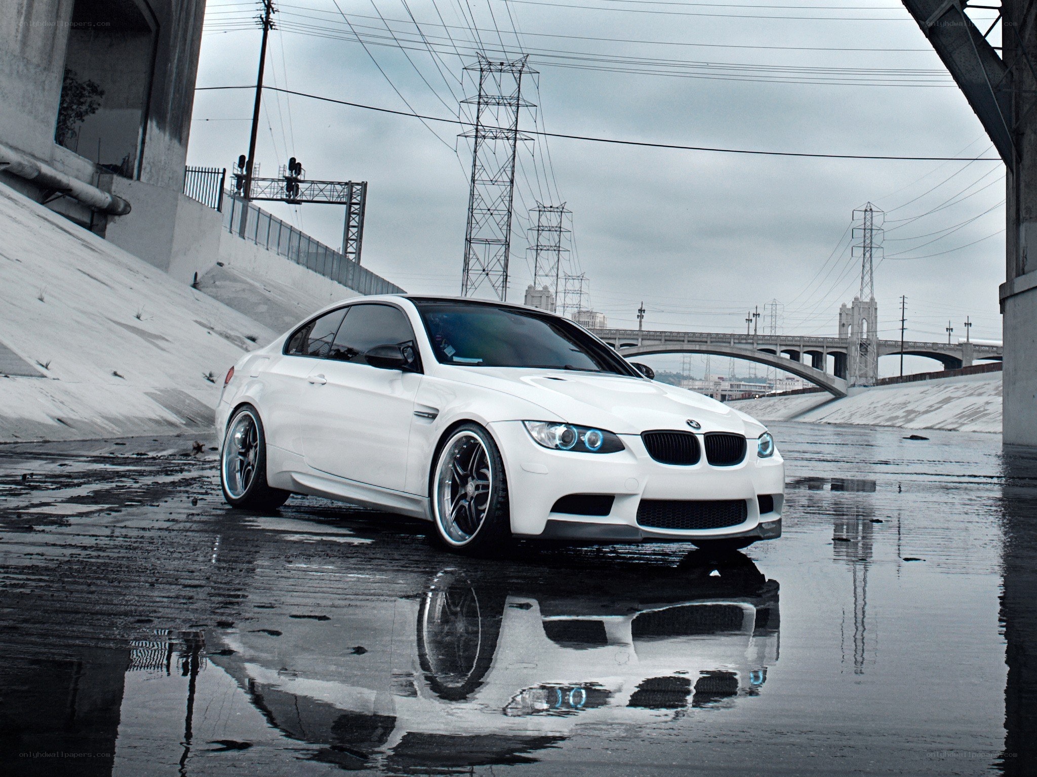 White BMW M3 in urban setting