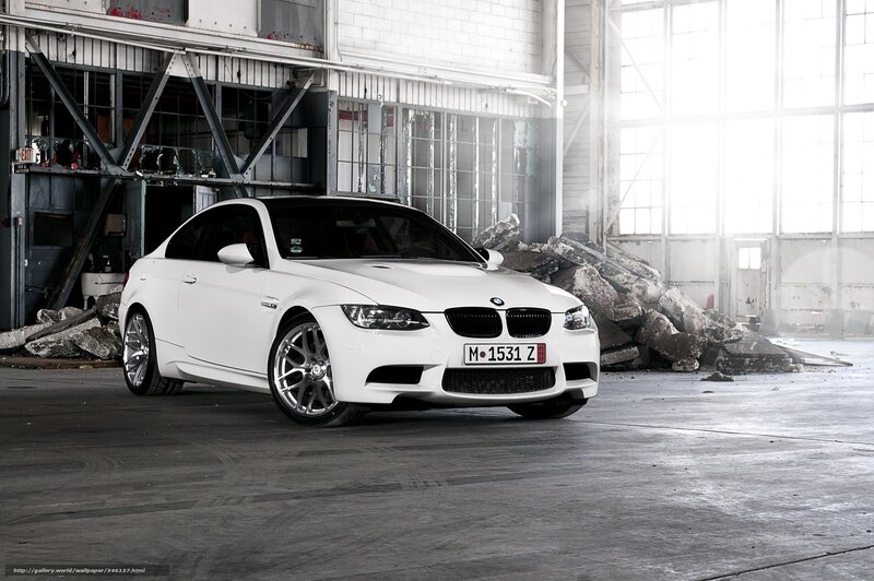 White BMW M3 in warehouse