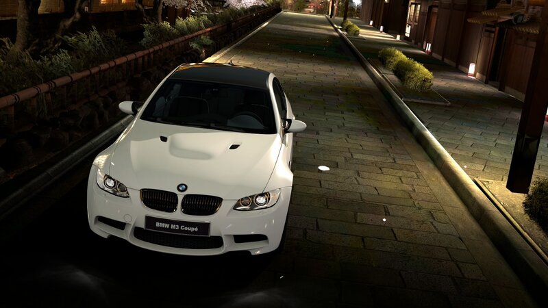 White BMW M3 on a night street