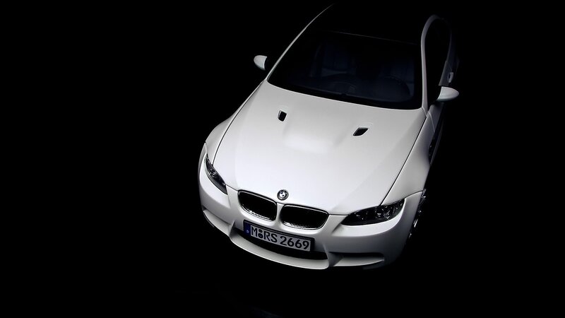 white bmw m3 on black background