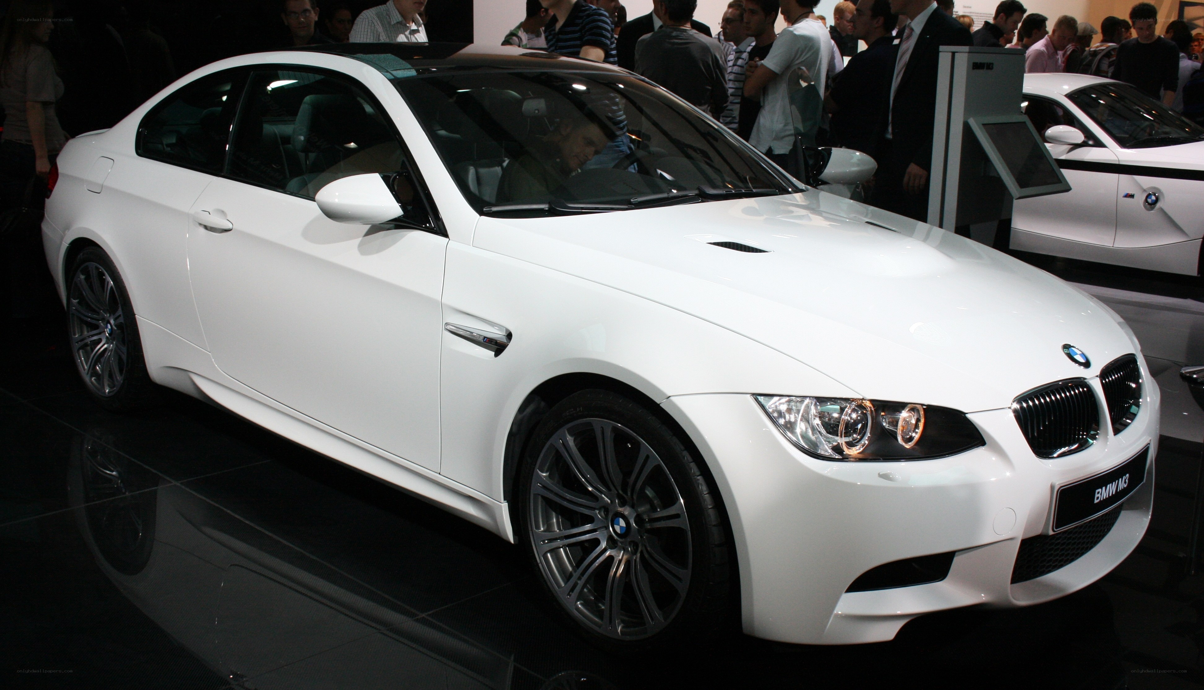 White BMW M3 on display