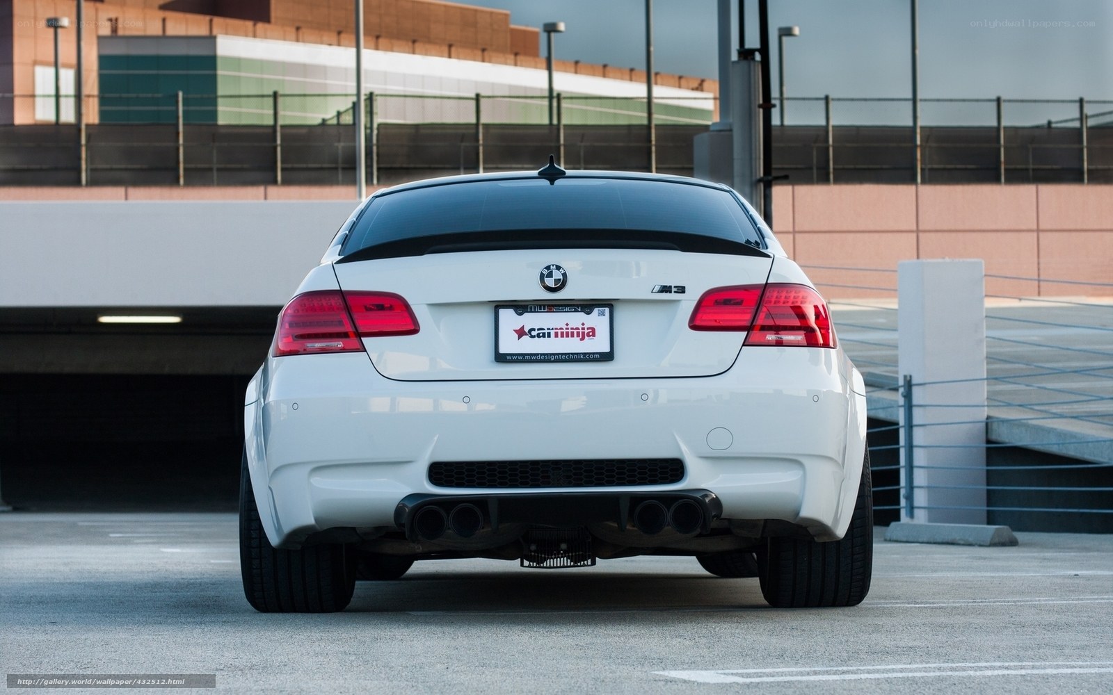 white bmw m3 rear view