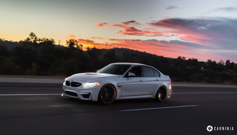 White BMW M3 Sedan — Dramatic, Sunset, Photograph