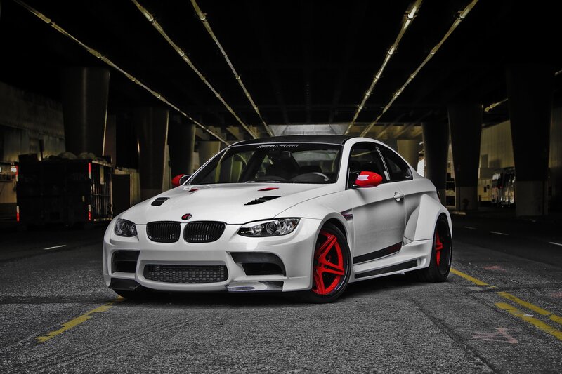 white bmw m3 under bridge