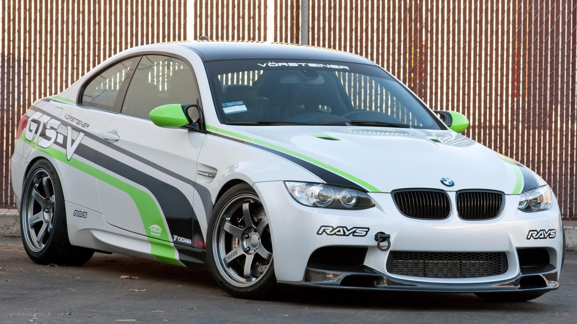 white bmw m3 with green accents