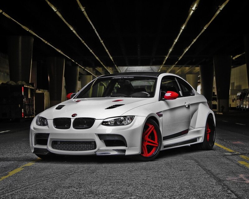 white bmw m3 with red accents
