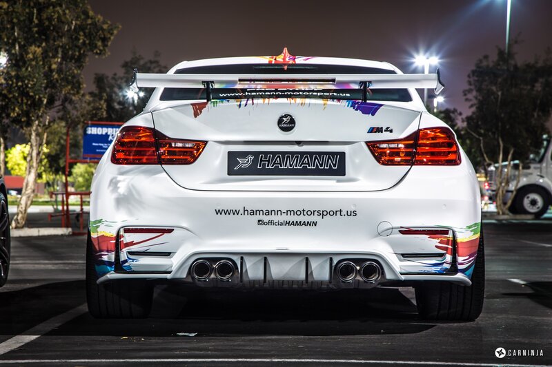 White BMW M4 Car — Dramatic, Night, Photograph