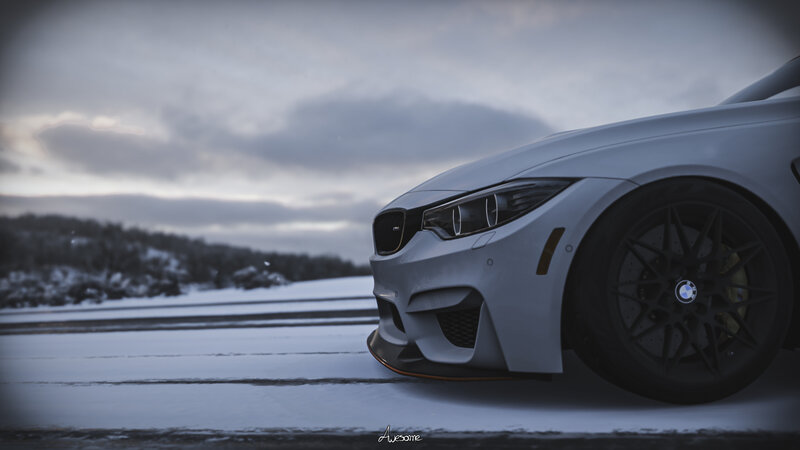 White Bmw M4 Car — Gray, Cold, Dramatic