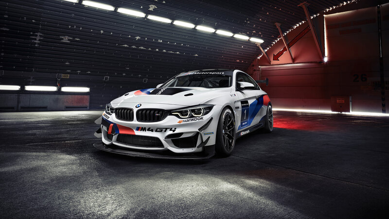 White BMW M4 GT4 Race Car