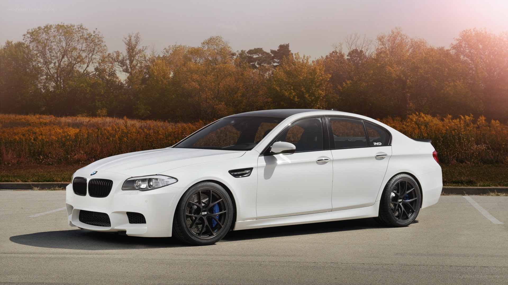 white bmw m5 sedan