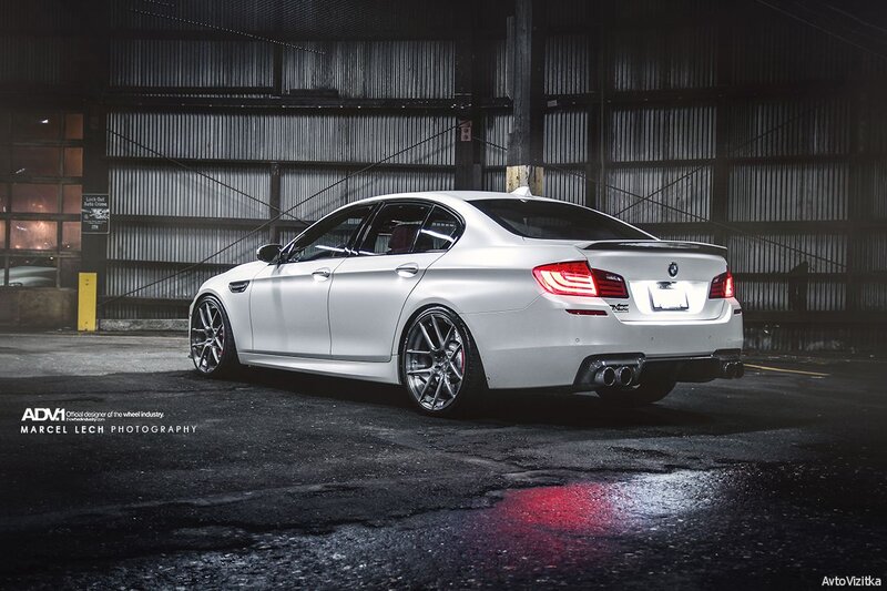 White BMW M5 Sedan — Dramatic, Night