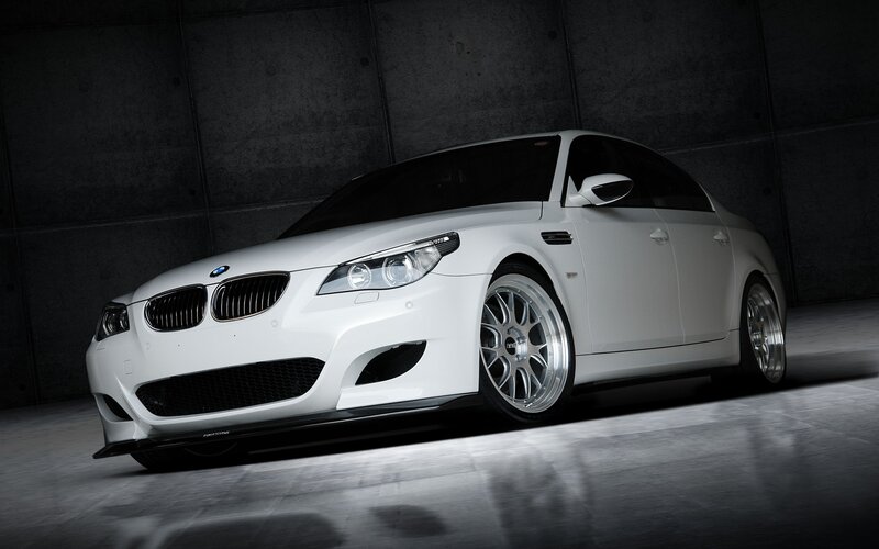 White Bmw M5 Sedan — Dramatic, Photograph, Car, Wheel