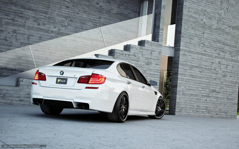 White BMW M5 Sedan — Modern, 3d Render, Car