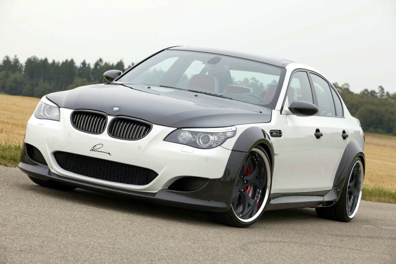 white bmw m5 with custom body kit