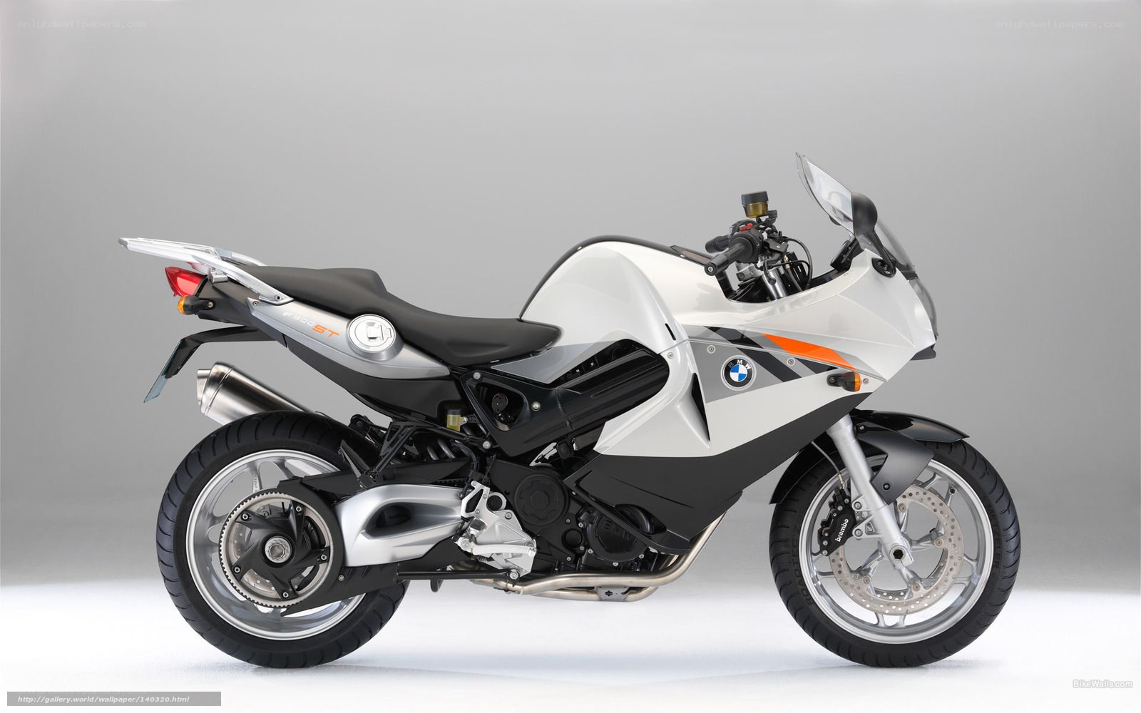 white bmw motorcycle side view