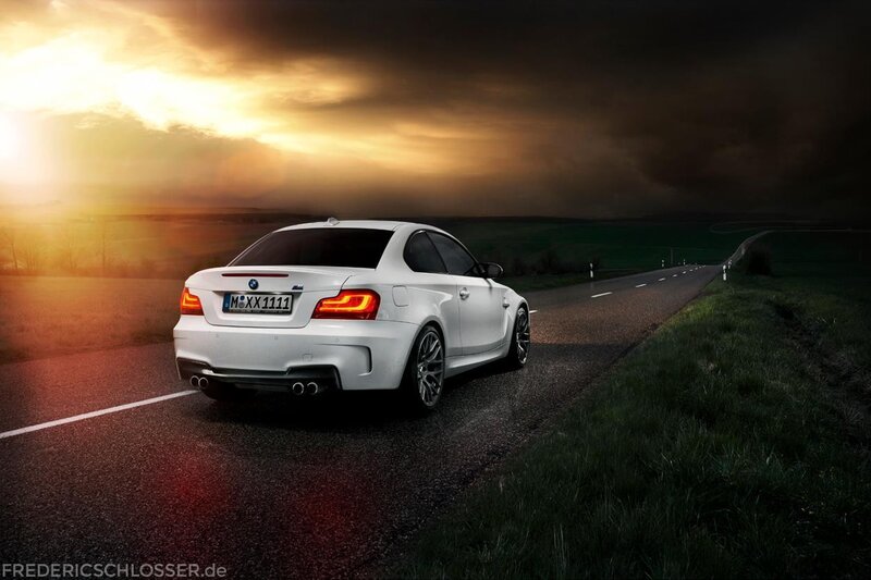 White BMW on a country road