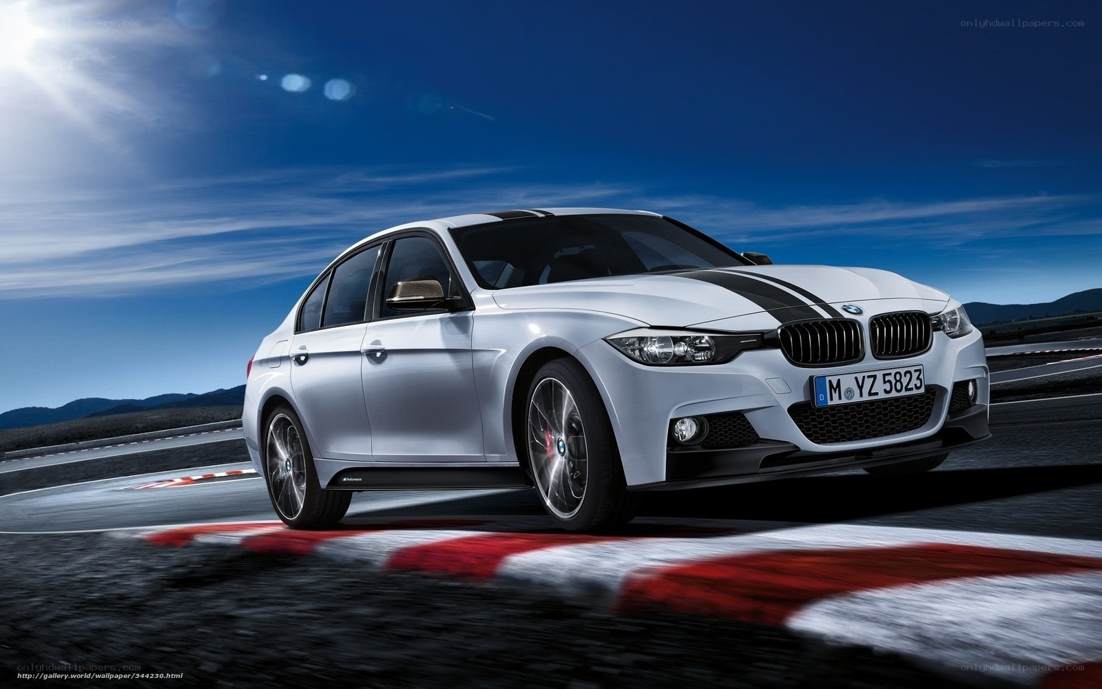 White BMW on racetrack