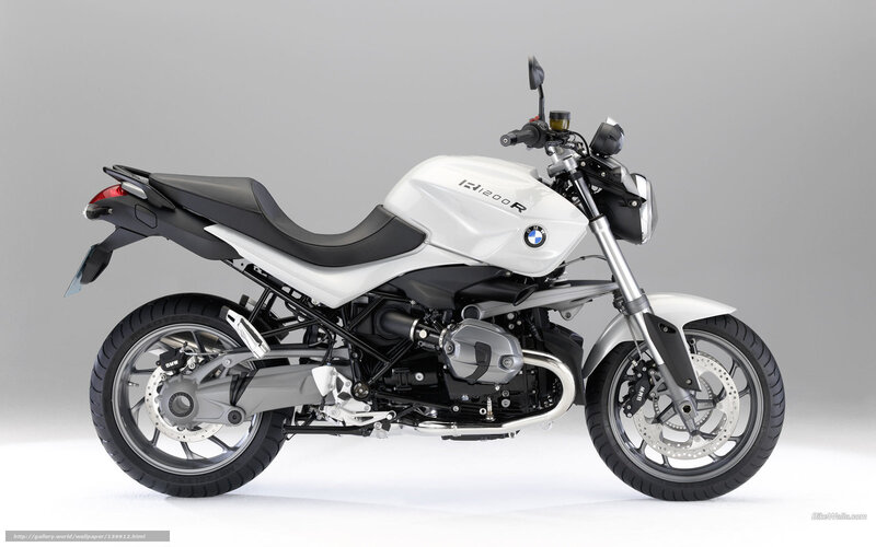 white BMW R1200R motorcycle