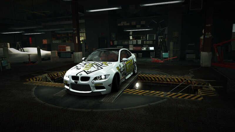 White BMW Race Car — Dark