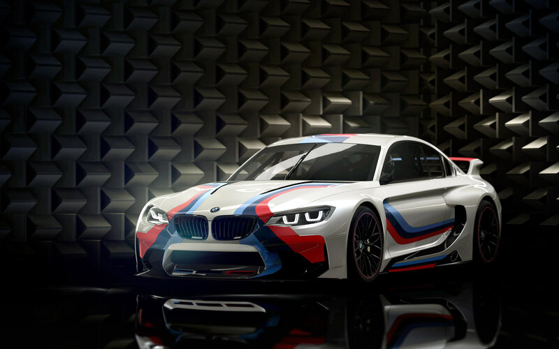 White BMW Race Car — Dramatic, 3d Render
