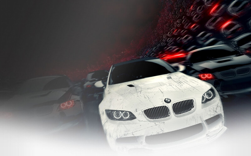 White Bmw Race Car — Dramatic, Digital Art