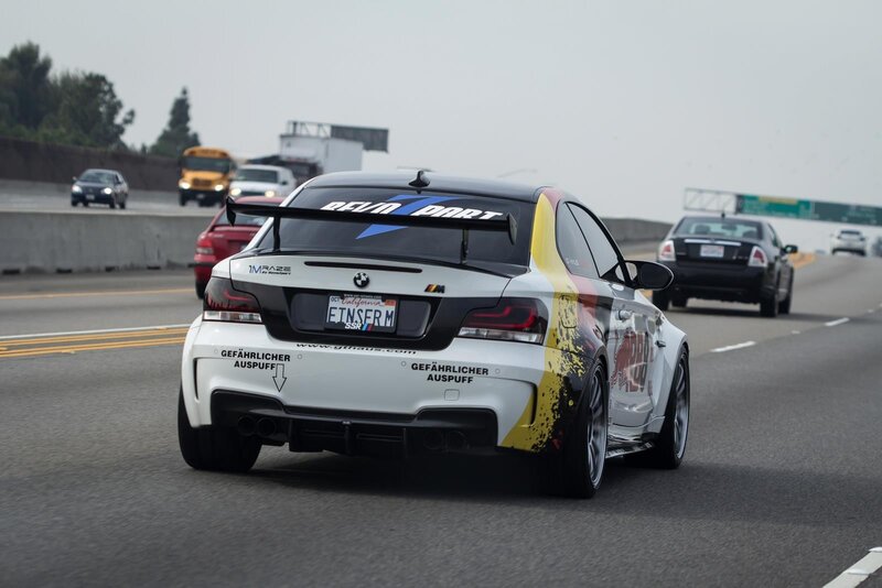 White BMW Race Car — Dynamic, Afternoon