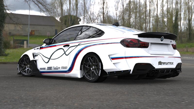 White BMW Race Car — Dynamic, Autumn, 3d Render