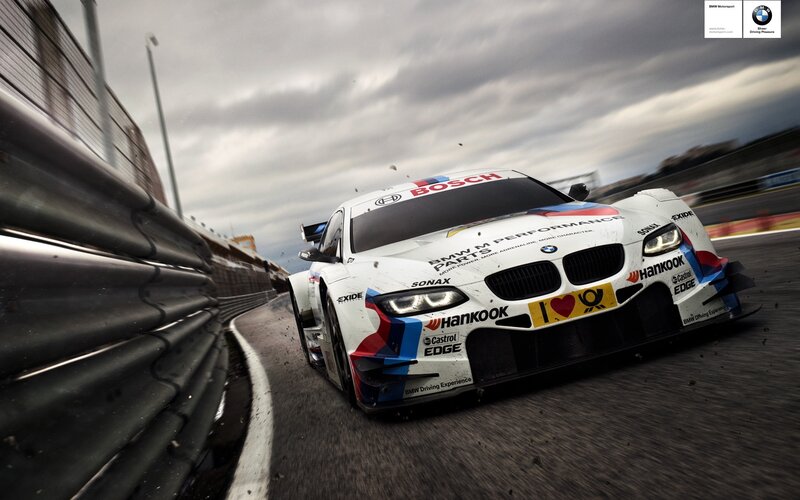 White BMW Race Car — Dynamic, Photograph, Race Track