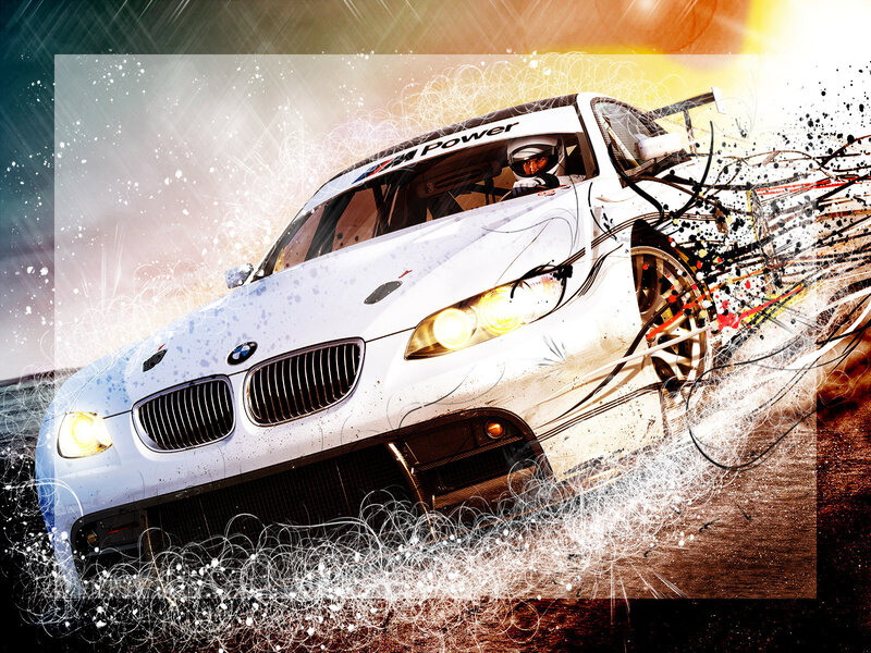 white bmw race car in motion