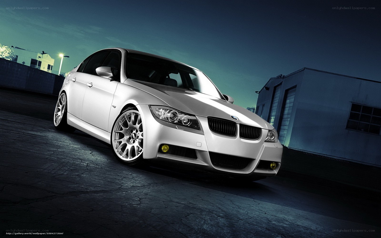 white bmw sedan at night